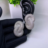 Knotted cubic zirconia stud hypoallergenic statement earrings